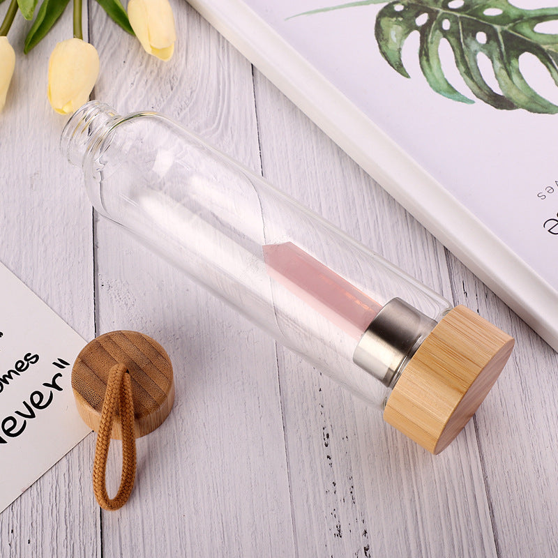 Crystal Infused Elixir Glass & Bamboo Water Bottle